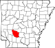 Map of Arkansas highlighting Clark County