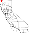 State map highlighting Del Norte County