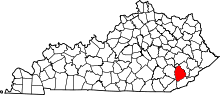 Harta e Leslie County në Kentucky