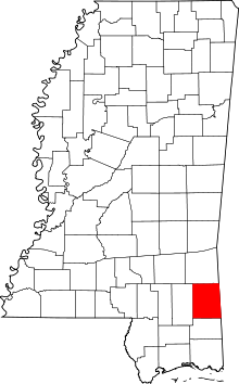Разположение на окръга в Мисисипи