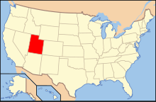 The location of the state of Utah in the United States of America Map of USA UT.svg