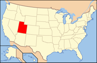 The location of the state of Utah Map of USA UT.svg