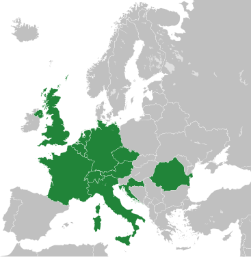 Pays touchés (en vert).