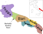 Mapa de la regió de Pulla, Itàlia, amb provinces-it.svg