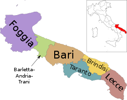 Mappa della regione con le sue province
