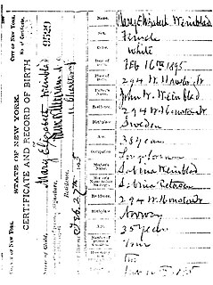 Birth certificate vital record that documents the birth of a child