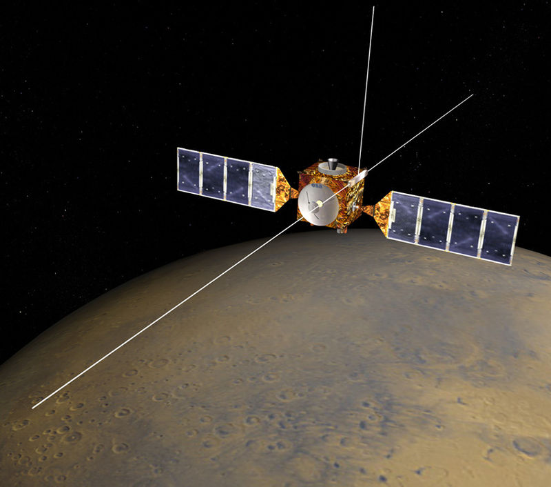 Illustration of Mars Express with MARSIS antenna deployed