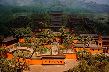 A model of Guoqing Temple,a center of the Tiantai school Model of Guoqing Temple 01 2017-01.jpg