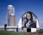 Mona Lisa på Super Bowl-relaterad ladumålning i Wisconsin.