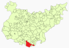 Locatie van de gemeente Monesterio op de kaart van de provincie