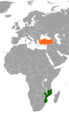 Location map for Mozambique and Turkey.