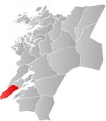 Mapa do condado de Nord-Trøndelag com Leksvik em destaque.