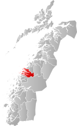 Mapa do condado de Nordland com Meløy em destaque.