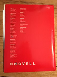 The success of NetWare as a product is what allowed Novell to have sales-related offices around the world, as the back side of this mid-1990s Novell presentation folder shows. Novell presentation folder back side with offices list 1994.jpg