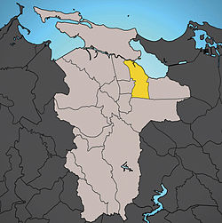 Местоположението на Ориенте е показано в жълто