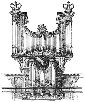 PSM V40 D648 Organ at kings college cambridge by dallam 1605.jpg