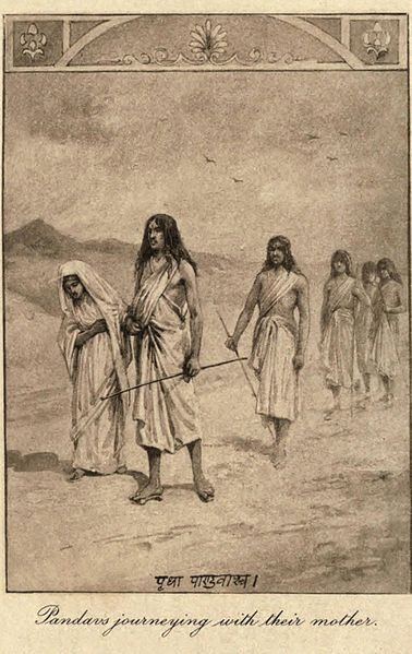 Pandavas journeying with their mother