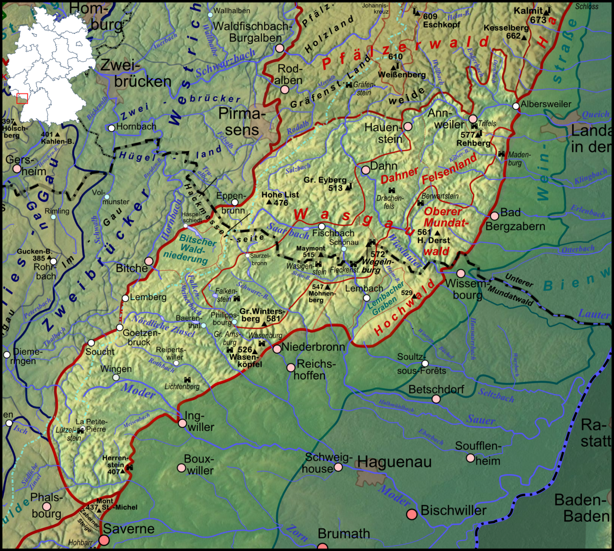 carte des vosges du nord