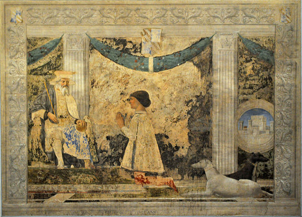 Sigmondo Malatesta, the Prince of Rimini, before St. Sigismund by Piero della Francesca.