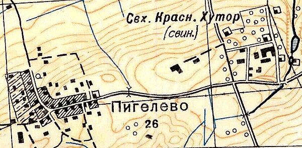 План деревни Пигелево. 1939 год