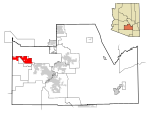 Pinal County Arizona Incorporated and Unincorporated areas Maricopa highlighted.svg