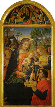 Pinturicchio, Madona Păcii, în jurul anului 1490. 143x70 cm, sanseverino marche, civic picture gallery.jpg