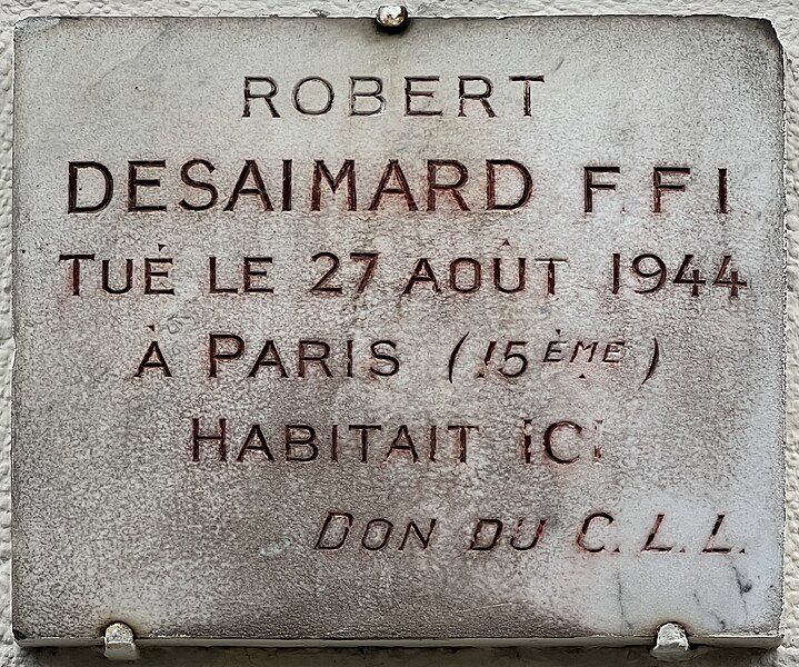 File:Plaque Ici Habitait Robert Desaimard Rue Rouen - Courbevoie (FR92) - 2024-03-30 - 2.jpg