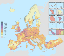 Hustota zalidnění podle regionu NUTS 3 (2017). Svg