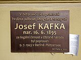 Praha - Nusle, Otakarova 9, pamětní deska Josefa Kafky