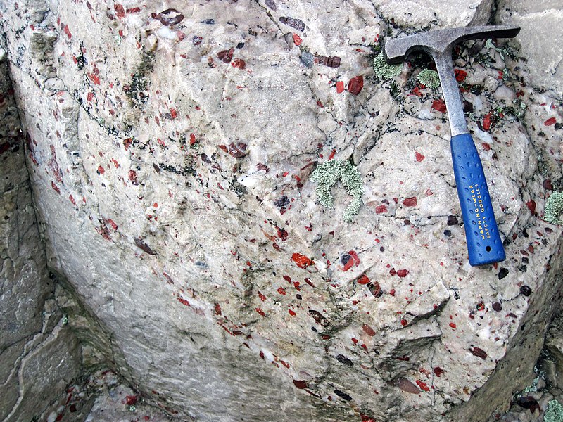 File:Quartzite & pebbly quartzite with jasper (Lorrain Formation, Paleoproterozoic, ~2.3 Ga; Ottertail Lake Northeast roadcut, near Bruce Mines, Ontario, Canada) 2 (47708876131).jpg