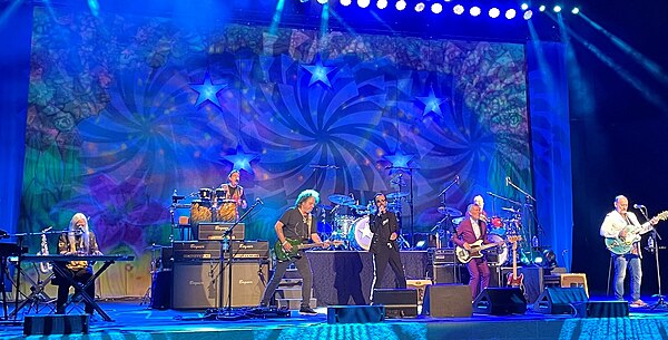 Ringo Starr & His All-Starr Band performing in 2022. (left to right) Edgar Winter, Warren Ham, Steve Lukather, Ringo Starr, Hamish Stuart, Gregg Bisso