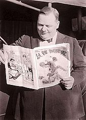 Arbuckle reading La Vie Parisienne, c. 1920