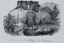 ruiny kláštera přibližně v roce 1830