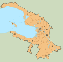 Carte des districts de Saint-Pétersbourg.