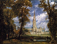 Catedral de Salisbury en una obra de 1825.