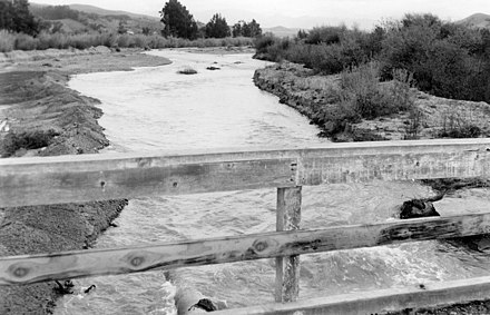San Juan Creek at the old Ganado bridge, c. 1958