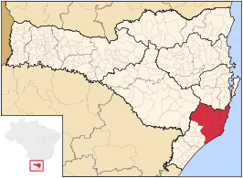 Ligging van de Braziliaanse microregio Tubarão in Santa Catarina