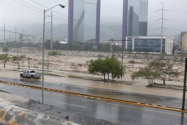 Santa Catarina River flooding through Monterrey, Nuevo León