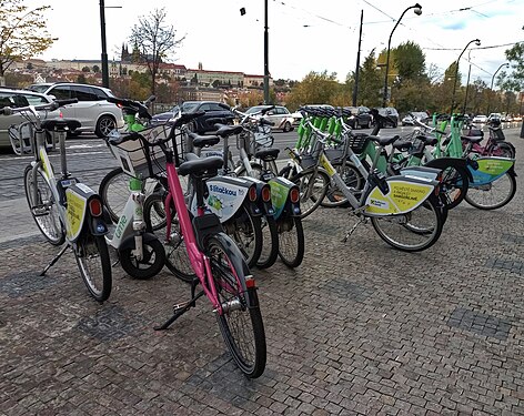 Shared bikes in Prague, Czech Republic