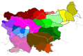 Area di diffusione della lingua slovena e delle sue varietà dialettali