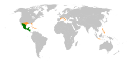 La distribución natural está en verde. Áreas en las que había sido naturalizadas o son ampliamente cultivadas son de color naranja.