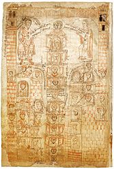 Family tree of the Carolingians, from Chronicon Universale by Ekkehard von Aura, 2nd half of the 12th century.