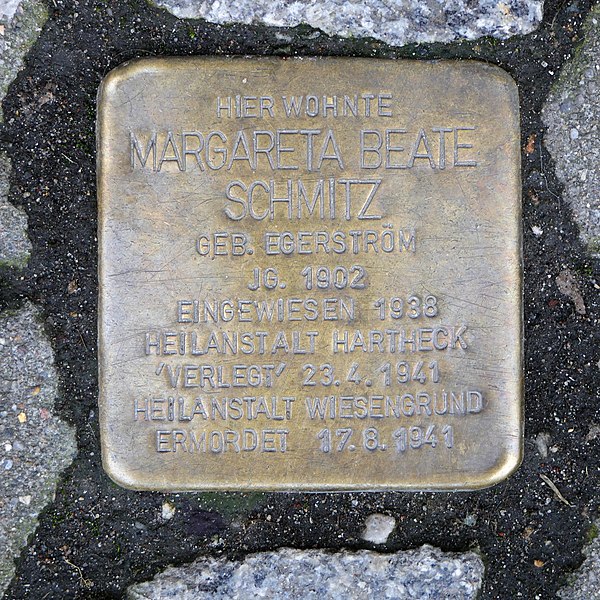 File:Stolperstein für Margareta Beate Schmitz, Nürnberger Strasse 28g, Dresden.JPG
