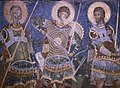 Фреска ратника из Манасије, ратник у средини носи кружни грчки оклоп, Клибанион