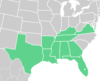 Symphyotrichum pratense peta distribusi: US — Alabama, Arkansas, Florida, Georgia, Kentucky, Louisiana, Mississippi, Tennessee, Texas, dan Virginia.