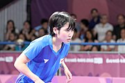 Deutsch: Tischtennis bei den Olympischen Jugendspielen 2018; Tag 9, 15. Oktober 2018; Mixed, Finale, Mixed-Doppel – Miu Hirano (JPN) gegen Sun Yingsha (CHN) 2:3 English: Table tennis at the 2018 Summer Youth Olympics at 15 October 2018 – Mixed Final, Mixed-Double – Miu Hirano (JPN) Vs Sun Yingsha (CHN) 2:3