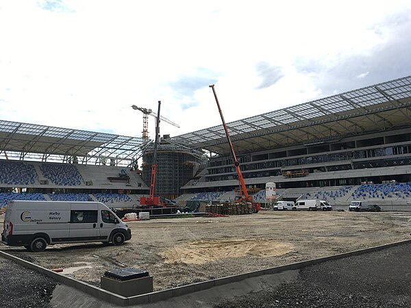 The national stadium during construction in 2018