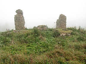 Ruins of All Saints' Church Beachamwell from the west, showing collapsed rubble.