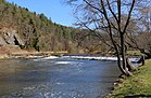 Čeština: Jez na Sázavě v Pelíškově Mostu, části Tichonic English: Weir on Sázava river in Pelíškův Most, part of Tichonice, Czech Republic.