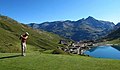 View from the 7th hole of the golf course with Tignes Le Lac in the background
